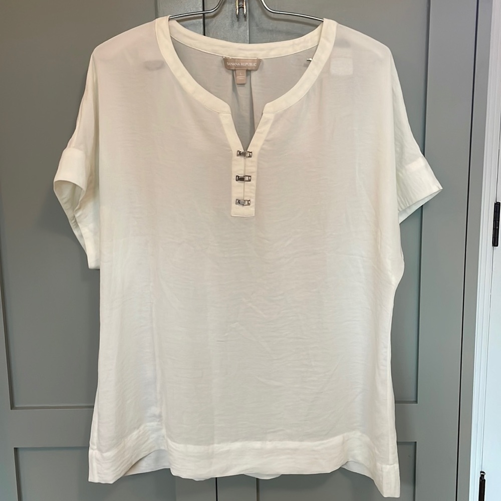 Banana Republic sheer and flowy boxy tshirt, white size large